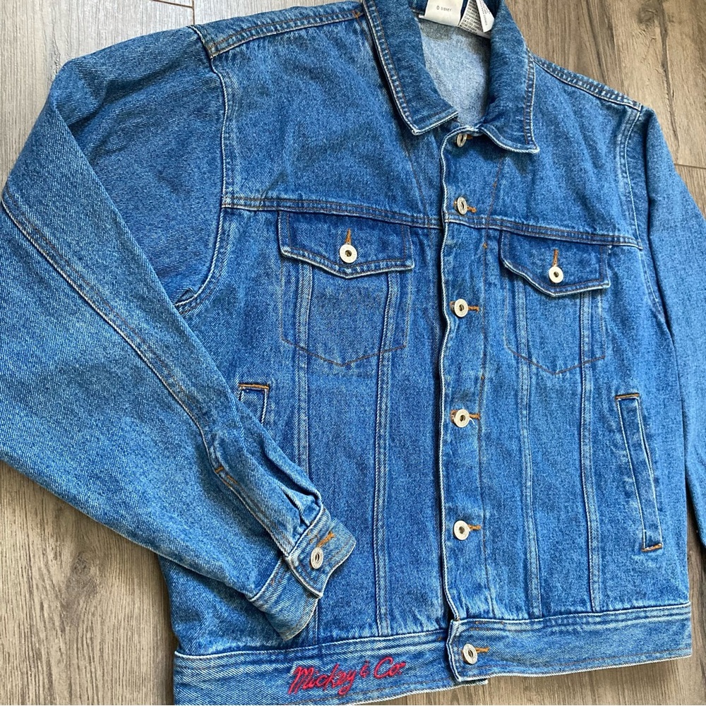 Mickey & CO. Mickey Mouse Denim Screen Printed Jacket Unisex Size Medium - Picture 3 of 8